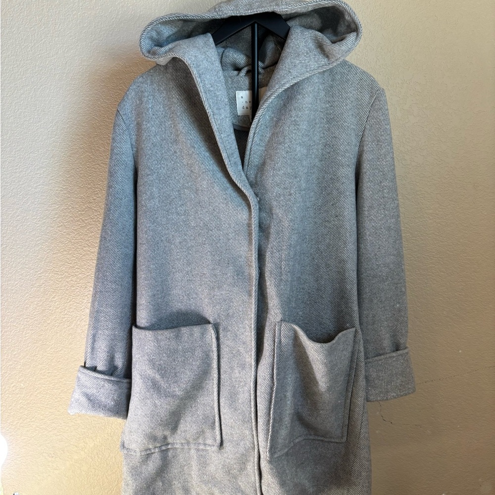 a new day Gray Women's Hooded Long Chevron Pattern Gray jacket